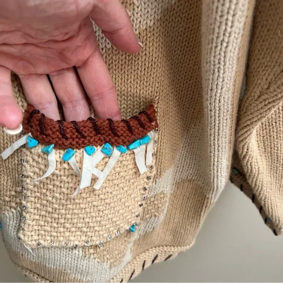 Storybook Knits  Aztec western embroidered sweater M - Picture 3 of 8